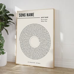custom vinyl lyrics art print, personalized lyrics poster, custom music poster, anniversary gift, custom gift, wedding s