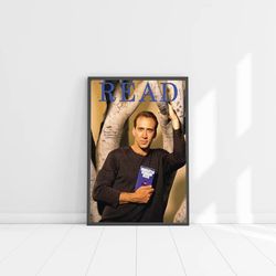 nicolas cage read poster, vintage 1980s poster, nicolas poster, gift for nicolas cage lover, actor poster, movie poster