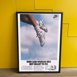 nike air force adv poster, who said women are not meant to fly, vintage 80s 90s sneaker advert poster wall art,inspirati