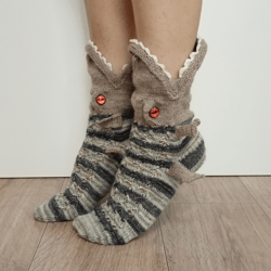funny socks, knitted crocodile socks, for gift, christmas gift, socks with teeth