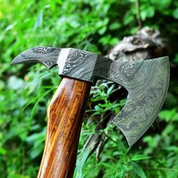 damascus steel tomahawk, hatchet axe hunting camping axe handmade perfect gift for him, gift for dad