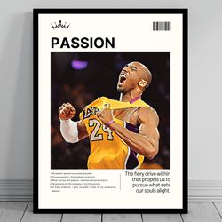 passion daily affirmation kobe bryant motivational poster mid century modern mental health men manifest passion and mone
