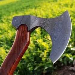 egkh-custom hand forged damascus steel tomahawk hatchet axe with rose wood handle-outdoor axe, hunting axe, gift for him