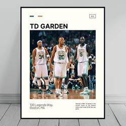 td garden boston celtics poster celtics banners nba arena poster oil painting modern art travel art