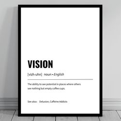 vision definition minimalist office art funny definition poster daily affirmation home office wall art motivational
