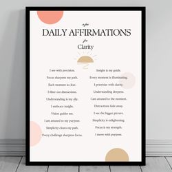 affirmation wall art for clarity self love positive affirmations words of affirmation poster daily affirmations print