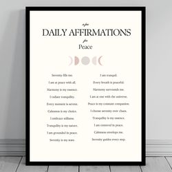 affirmation wall art for peace self love positive affirmations words of affirmation poster daily affirmations print
