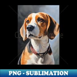 Cute Beagle Dog Breed Oil Painting - Artistic Sublimation Digital File - Vibrant and Eye-Catching Typography