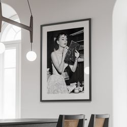 audrey hepburn makeup poster, black and white fashion art, audrey hepburn print, old hollywood decor, feminist print, vi