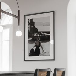 black and white fashion print, retro wall art, luxury wall decor, teen girl room decor, , feminist poster, classic car p