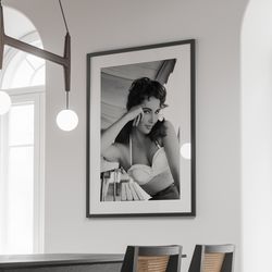elizabeth taylor poster, black and white, movie print, retro movie poster, vintage wall art, old hollywood wall art, eli