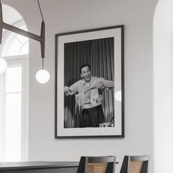 frank sinatra eating spaghetti poster, italian restaurant decor, kitchen wall art, cafe print, vintage black and white p