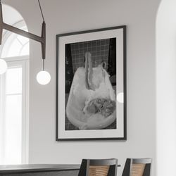 marilyn monroe poster, black and white bathtub print, marilyn monroe print, vintage home decor, old hollywood decor, bat