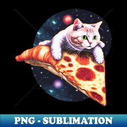 Galaxy Cat Riding A slice of Pizza - Modern Sublimation PNG File - Perfect for Personalization