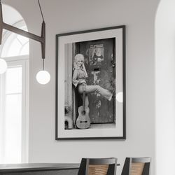 vintage dolly parton poster, dolly parton print, black and white art print, music studio decor, feminist wall art gift,