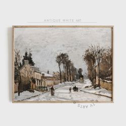 printable christmas vintage painting, christmas rustic print, winter decor, muted wall art, farmhouse christmas, digital