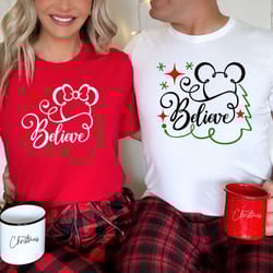 disney christmas believe shirt, family christmas shirt, disneyland group shirt, disney couple shirt, vacation shirt, xma