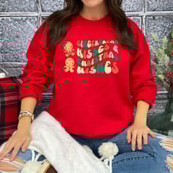 gingerbread kisses and christmas wishes sweatshirt, christmas gift, christmas family sweatshirt, gingerbread tee, funny