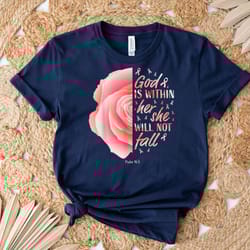 god is within her she will not fall psalm 465 shirt, breast cancer shirt, pink ribbon shirt, cancer warrior shirt, cance