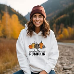 hello pumpkin hoodie, cute thanksgiving hoodie, turkey hoodie, thanksgiving shirt, fall shirt, autumn women hoodie, than
