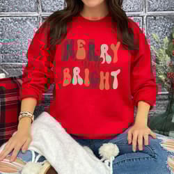 merry and bright sweatshirt, christmas party sweatshirt, christmas women sweatshirt, merry christmas shirt, cute christm