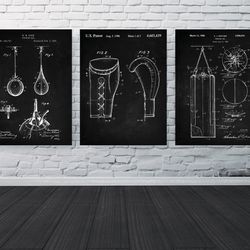 boxing patent art set of 3, boxing gloves poster, punching bag patent, striking bag decor, -1.jpg