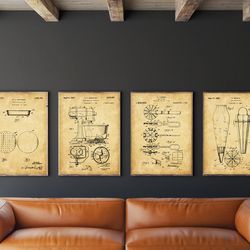 cake baking patent set of 4, baking utensils and equipment, kitchen decor, cooking art,oven baking poster, mothers day g