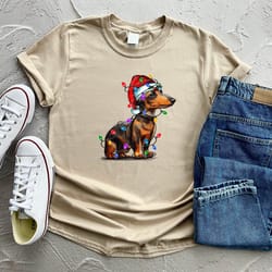dachshund puppy christmas tree lights, merry christmas, christmas party tee, christmas dog shirt, gift for christmas, cu