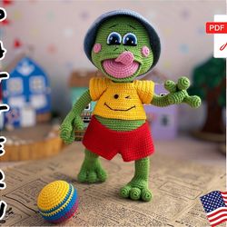 Crochet Pattern cute doll Frog. TUTORIAL doll frog in English in PDF. Amigurumi Frog.