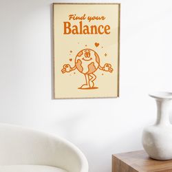 balance quote poster, groovy wall decor, trendy poster, retro wall art, downloadable print, large printable art, digital
