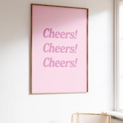 bar cart art, drinks quote, retro wall art print, trendy funky decor, preppy wall art, groovy apartment decor, cheers qu