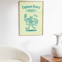 capture every moment poster, retro photography print, retro wall art, camera illustration print, photography quote, gift