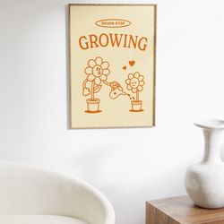 don't wait wall print, teal trendy poster, positive quote print, home office decor, digital download print, groovy art,