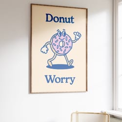 donut retro wall art, downloadable retro prints, wall decor, large printable art, printable wall art retro, retro poster