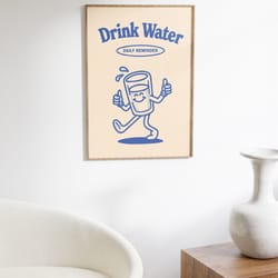 drink water printable art, retro poster, digital download, retro character print, large printable art, printable art ret
