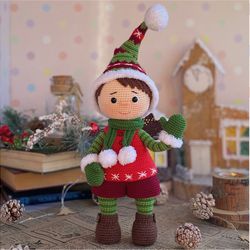 PATTERN Doll Christmas gnome crochet toy. Amigurumi doll. TUTORIAL Christmas doll in English in PDF. Christmas decor.