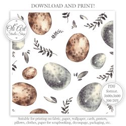 Dinosaur Egg. Fossils. Seamless Pattern for Graphic Design, Digital Download, Scrapbooking and Crafting Projects
