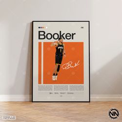 devin booker poster, phoenix suns poster, nba poster, sports poster, mid century modern, nba fans, basketball gift, spor