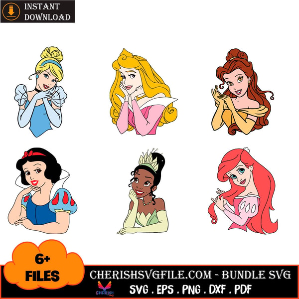 Princess Mini Svg 6 Files Of Disney Princess Bundle Svg, Disney Svg - Inspire Uplift