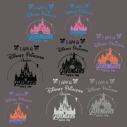 i am a disney princess unless avengers need me bundle svg, disney svg