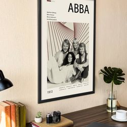 abba music band poster, abba 1972 poster, music band poster, retro mid-century music poster, vintage music poster, abba