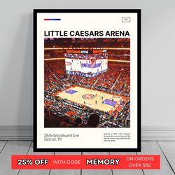 little caesars arena detroit pistons poster nba art nba arena poster oil painting modern art travel