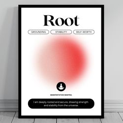 root chakra daily affirmation muladhara poster modern chakra wall hanging 7 chakra affirmations manifest root chakra pos