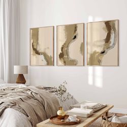 modern neutral abstract gallery wall art set of 3 black neutral nordic prints abstract art brush strokes modern abstract