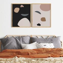 modern shapes abstract geometric wall art printable art organic shapes wall art set of 2 poster nursery decor bedroom pr