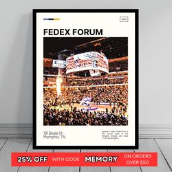 fedex forum print memphis grizzlies poster nba art nba arena poster oil painting modern art travel art print