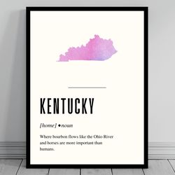 funny kentucky definition print kentucky poster minimalist state map watercolor state silhouette modern travel word