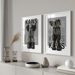 matte black hypebeast toys poster set of 2 - printable wall art with hypebeast figure