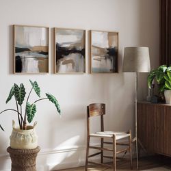 printable set of 3 office wall art new home decor gift for housewarming black and beige art japandi decor