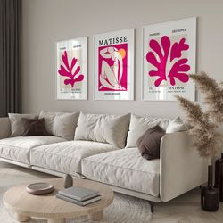 rose pink henri matisse set of 3, gallery wall set, matisse print set, matisse posters, matisse exhibition poster, matis